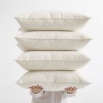 Set of 2 Down Feather Pillow-in-a-pillow Bed Pillows with 100% Organic Cotton Cover - Off-White